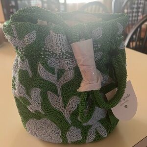 Kate Spade Green and Gray Beaded Shoulder Bag